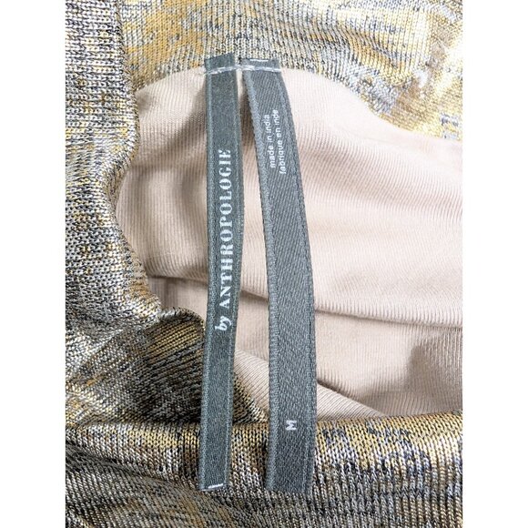 Anthropologie Sz M Maya Ruched Cowl-Neck Midi Dress Shine Edition Metallic Gold - Picture 8 of 11